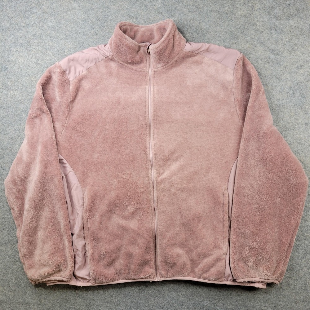 LEG3ND Jacket Womens 3X Pink Fleece Full Zip Collared Pockets Relaxed‎ Fit Plus